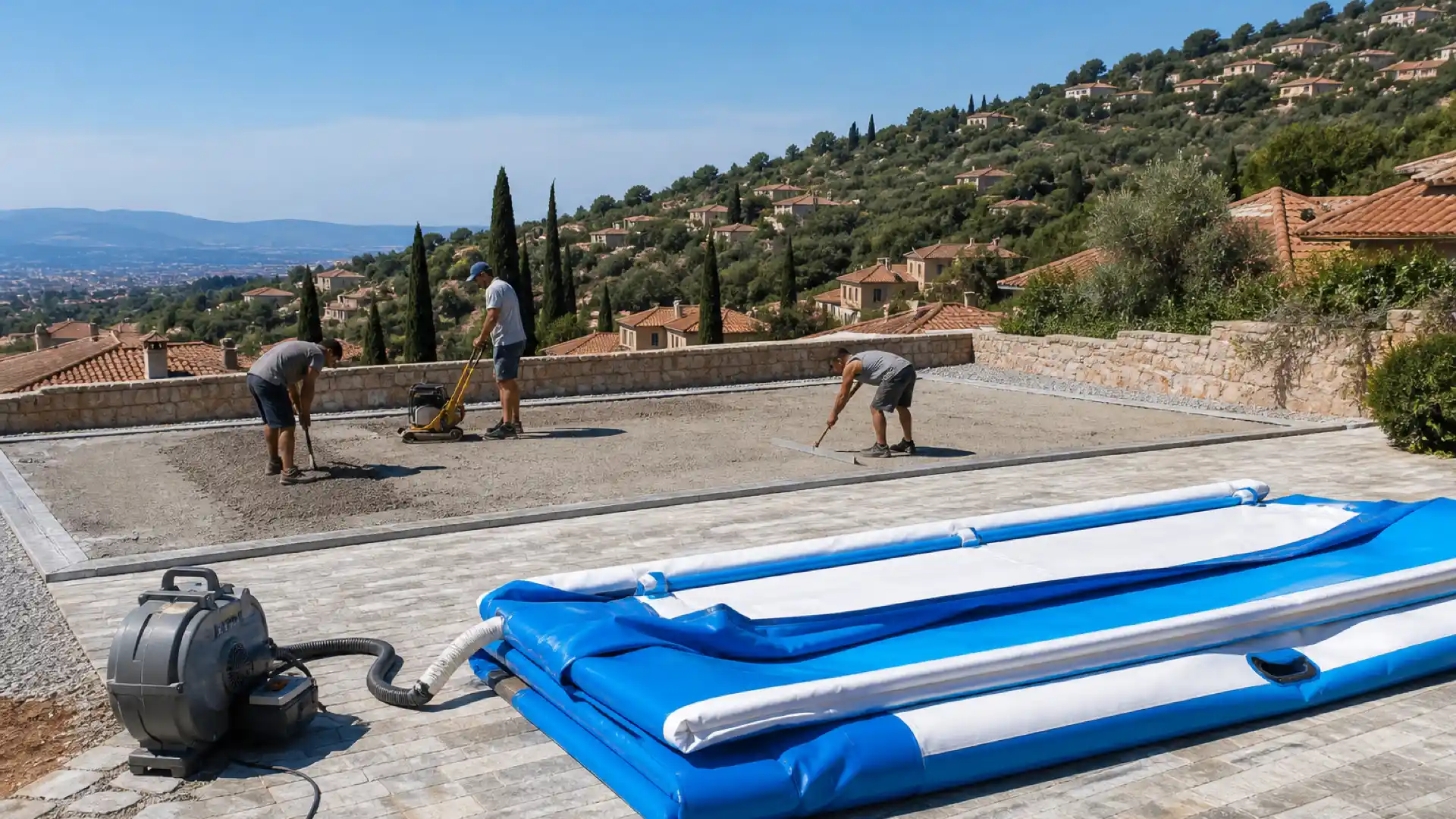 Guide d'installation des piscines gonflables commerciales en Italie : préparation du site, permis et certification