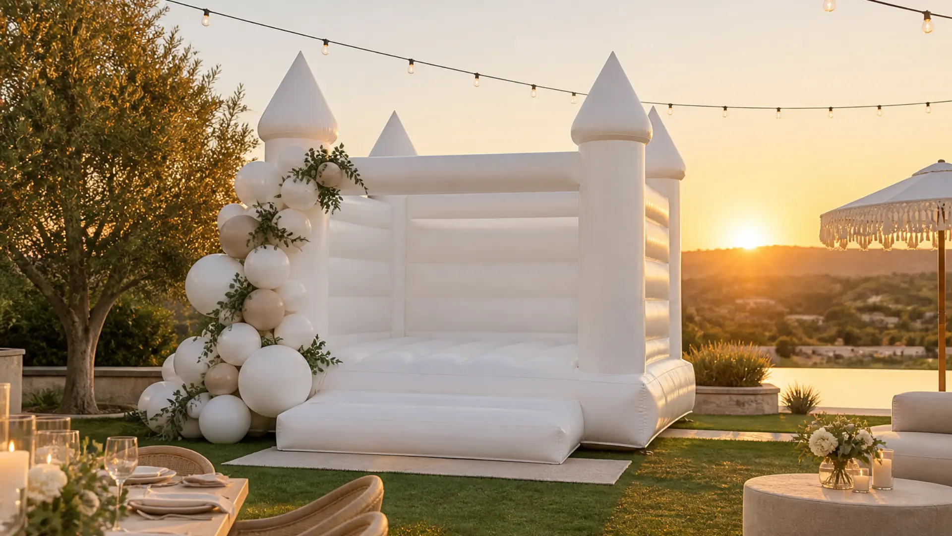 large commercial inflatable obstacle course sized for adults at a corporate event