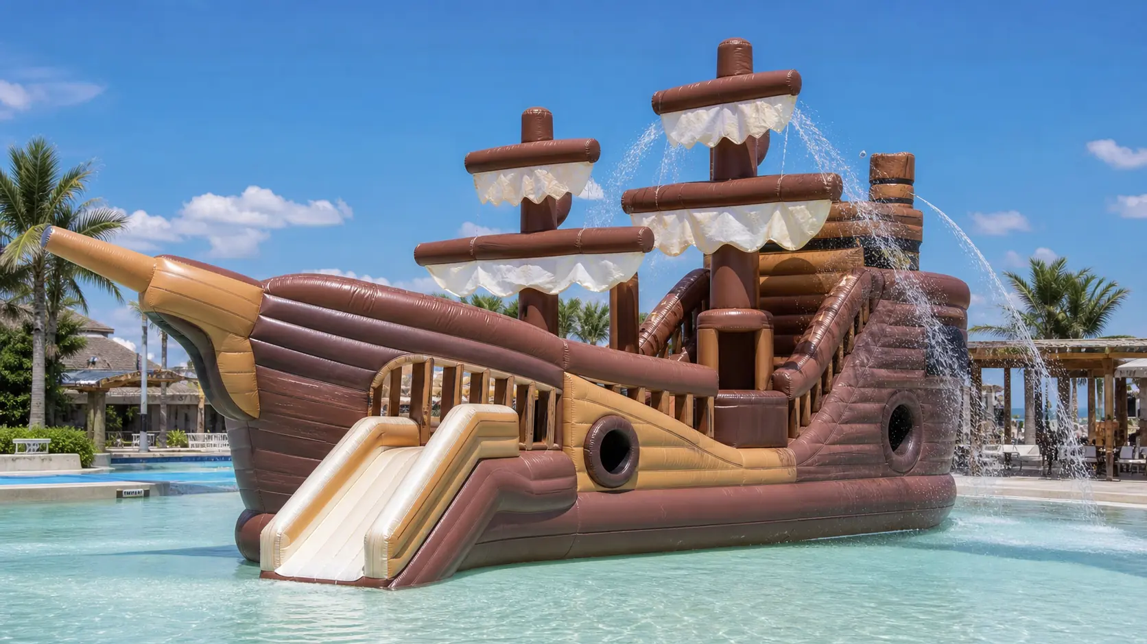 Themed Inflatable Water Play: Pirate Ships & Character Pools
