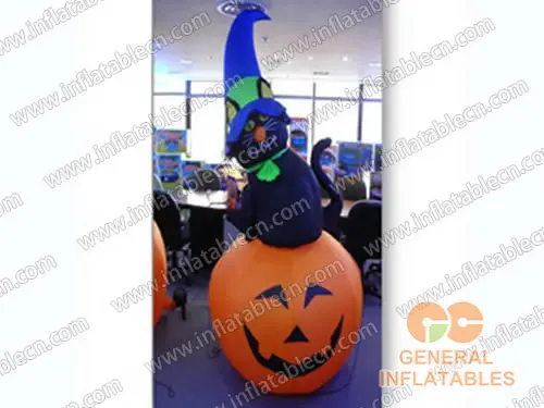 GH-002 Globo Sonriente de Calabaza y Gato Negro