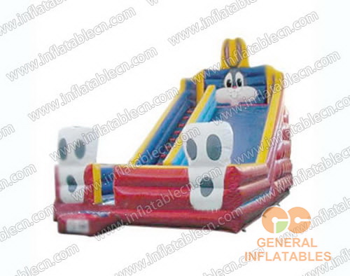 GH-004 Toboggan lapin bleu gonflable