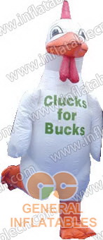 GM-007 Clucks for Bucks Publicité Chariot Gonflable Animé en Mouvement