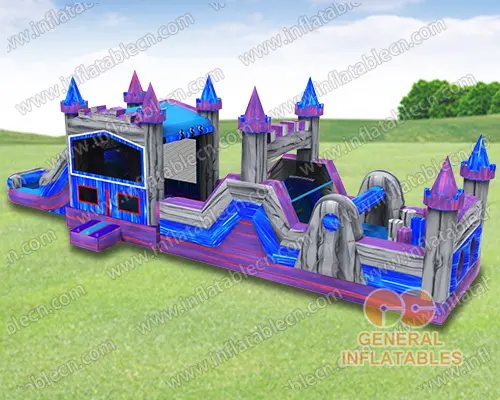 GO-017 50ft purple marble wet/dry obstacle with inflated pool