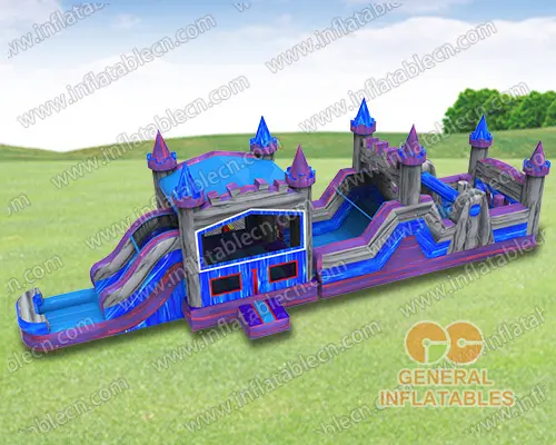 GO-017 50ft purple marble wet/dry obstacle with inflated pool