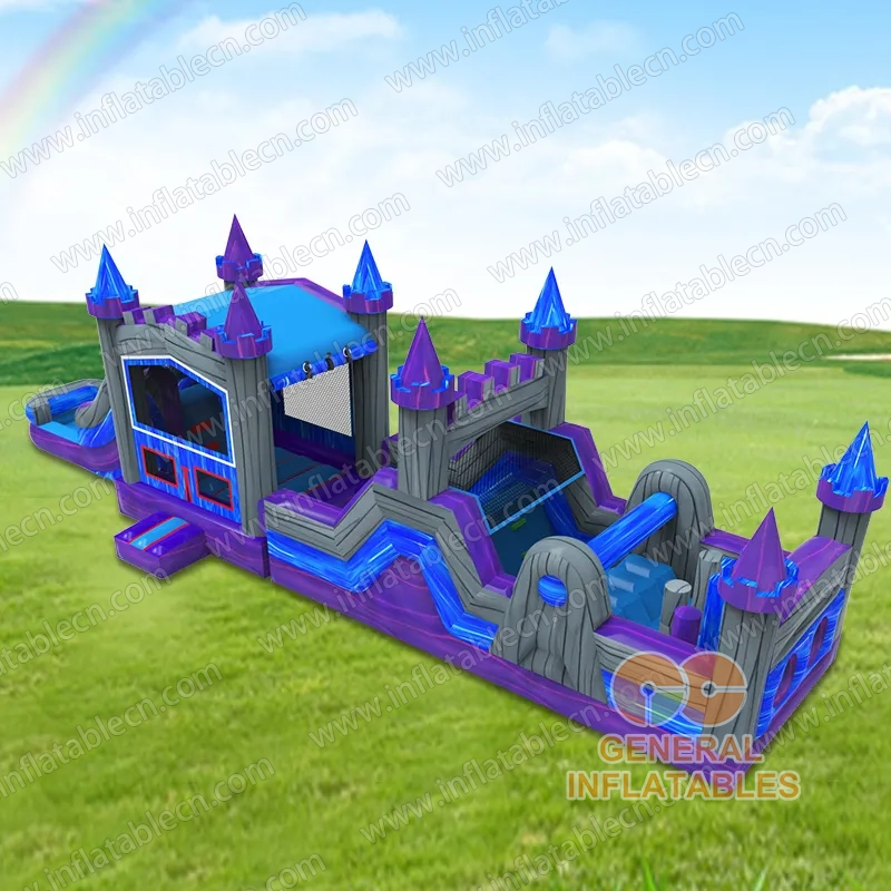  50ft purple marble wet/dry obstacle with inflated pool