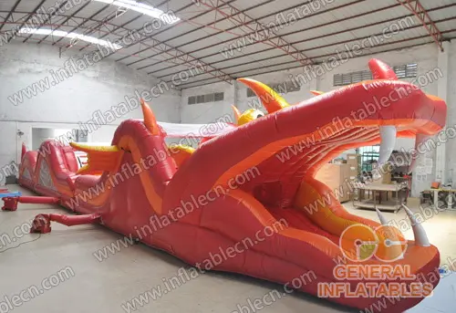  Inflatable fire dragon obstacle