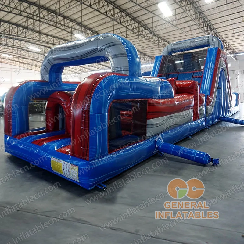 GO-218 Red/blue marble wet/dry obstacle with inflated pool