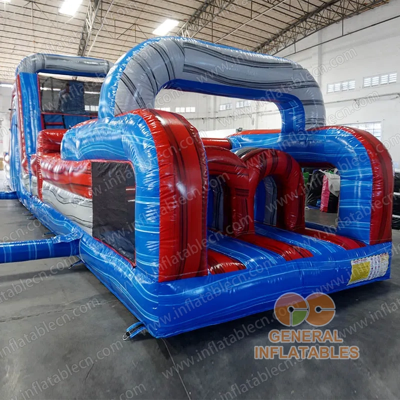 GO-218 Red/blue marble wet/dry obstacle with inflated pool