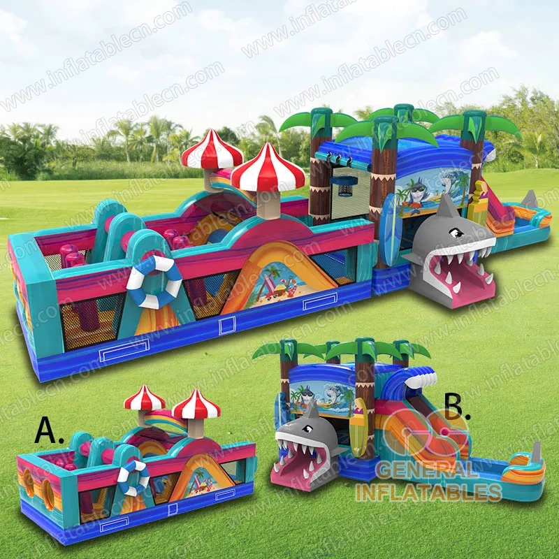 GO-223 53ft Beach Party wet/dry obstacle with inflated pool