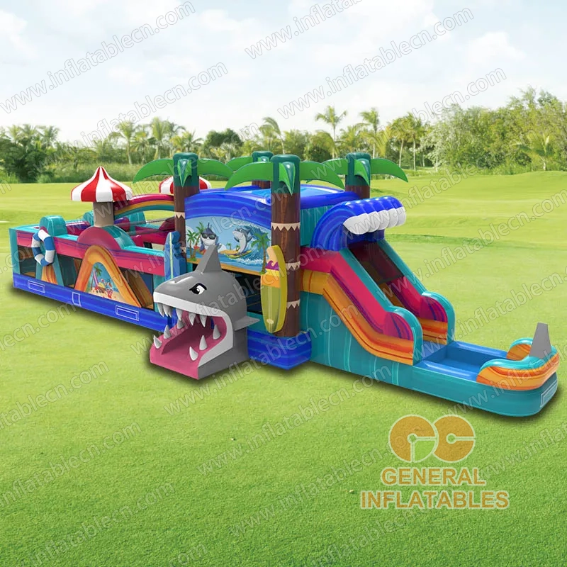 GO-223 53ft Beach Party wet/dry obstacle with inflated pool