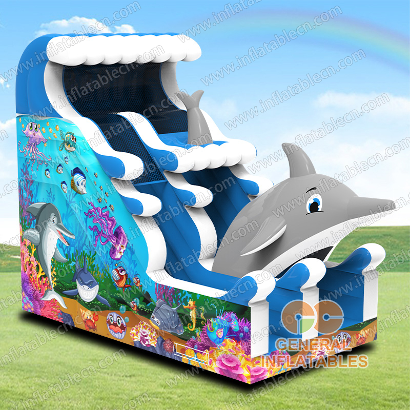 Toboggan Gonflable Thème Dauphin à Vendre &ndash; Toboggan de Jeu Océanique Commercial
