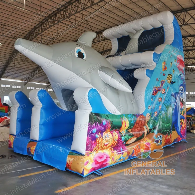 GS-021 Tobogán Inflable con Tema de Delfines en Venta &ndash; Tobogán de Juego Oceánico Comercial