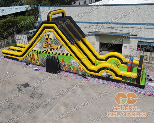 GS-268 Adult Toxic dual lane dry slide with obstacle course