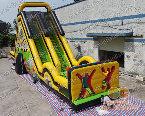 GS-268 Adult Toxic dual lane dry slide with obstacle course
