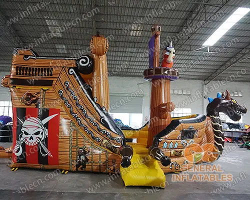 GS-077 Tobogán de barco pirata inflable