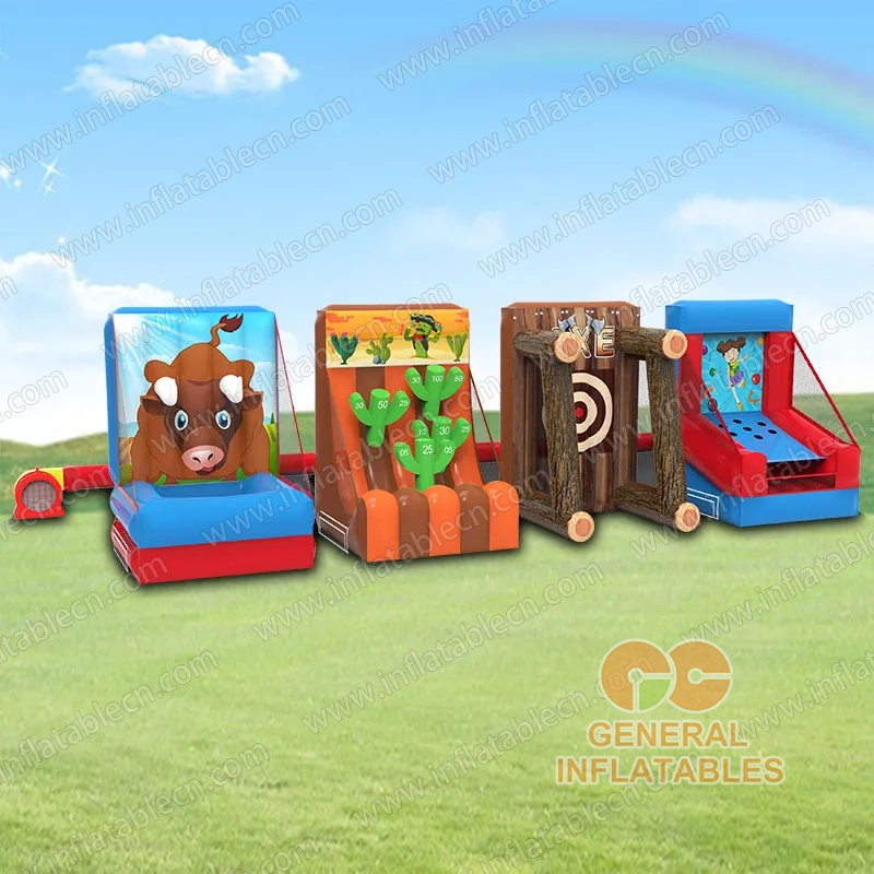 GSP-279 Inflatable Carnival 4 in 1 Game for Sale - Ring Toss, Axe Throw, Cactus Toss,Roller Ball
