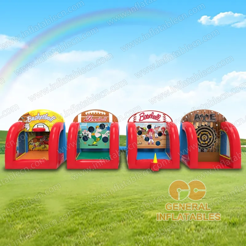 GSP-287 Inflatable Sports Carnival 4- Game Combo - Basketball, Football, Baseball, Axe Throw