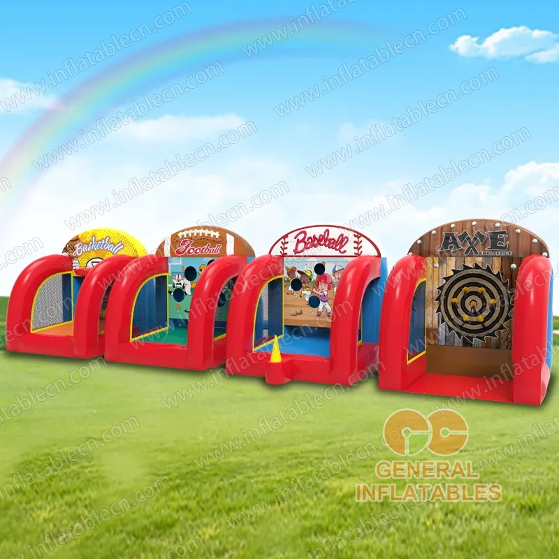 GSP-287 Inflatable Sports Carnival 4 in 1 Game Combo - Basketball, Football, Baseball, Axe Throw