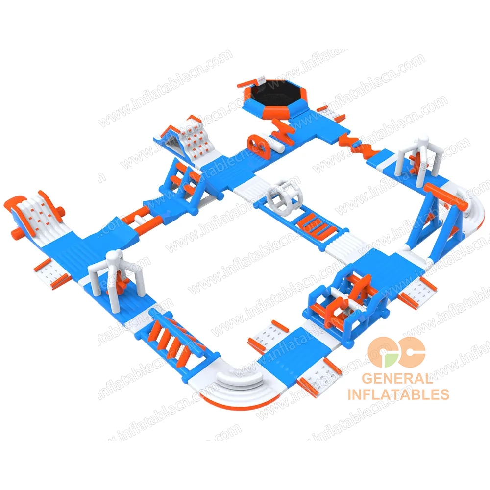 GW-022 Commercial Inflatable Water Park for Sale – Floating Obstacle Course with Climbing & Slide