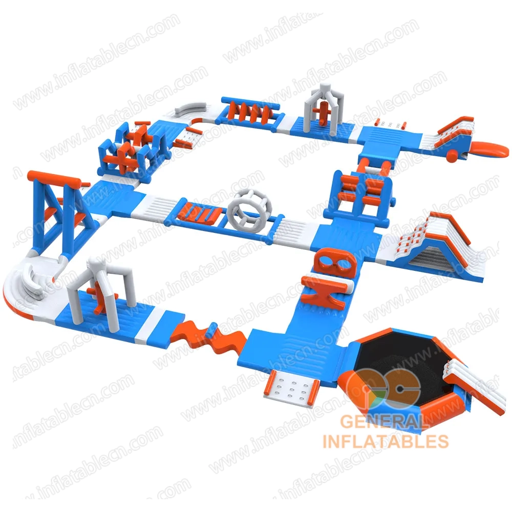 GW-022 Commercial Inflatable Water Park for Sale – Floating Obstacle Course with Climbing & Slide