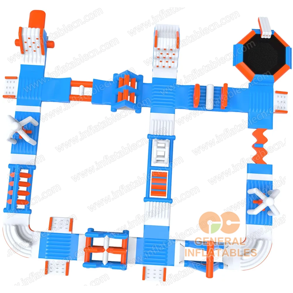 GW-022 Commercial Inflatable Water Park for Sale – Floating Obstacle Course with Climbing & Slide