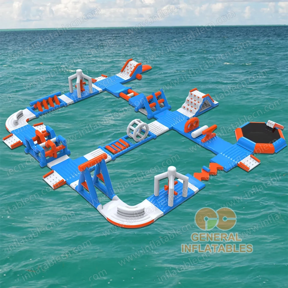 GW-022 Commercial Inflatable Water Park for Sale – Floating Obstacle Course with Climbing & Slide