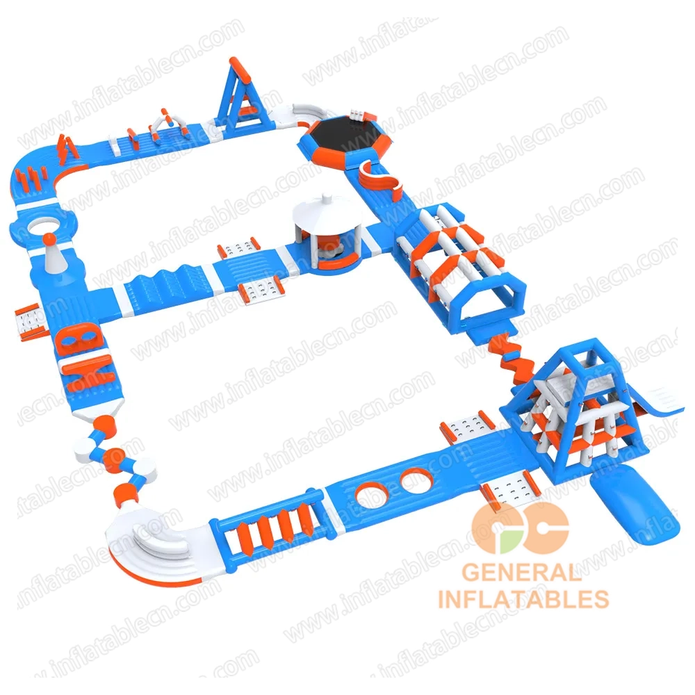 GW-023 TUV-Certified Inflatable Water Park for Sale – Large Floating Aqua Adventure with Obstacle Course