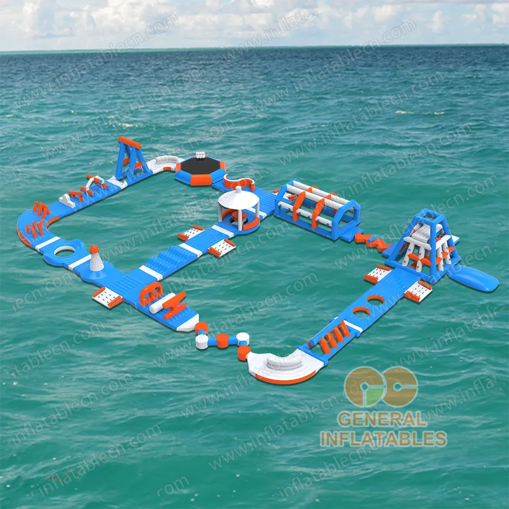 GW-023 TUV-Certified Inflatable Water Park for Sale – Large Floating Aqua Adventure with Obstacle Course