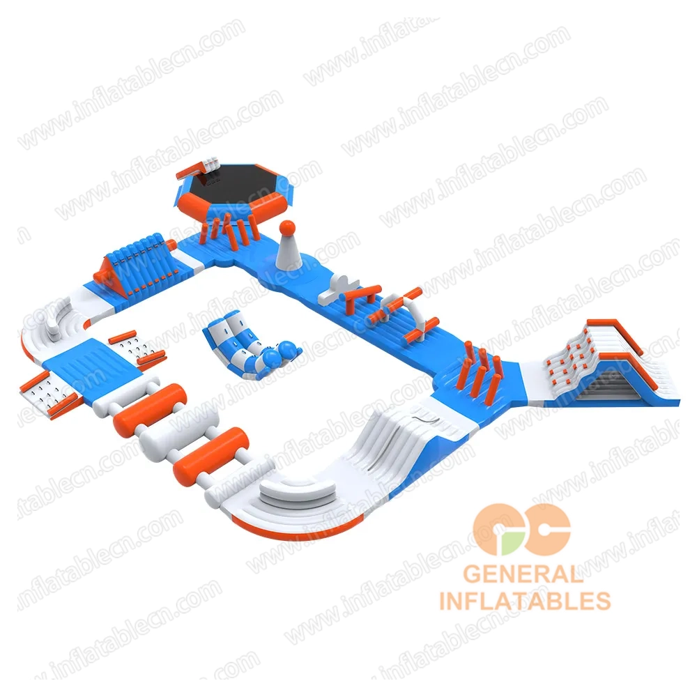 GW-024 Mid-Sized Inflatable Water Park for Sale – Floating Obstacle Course with Giant Slide