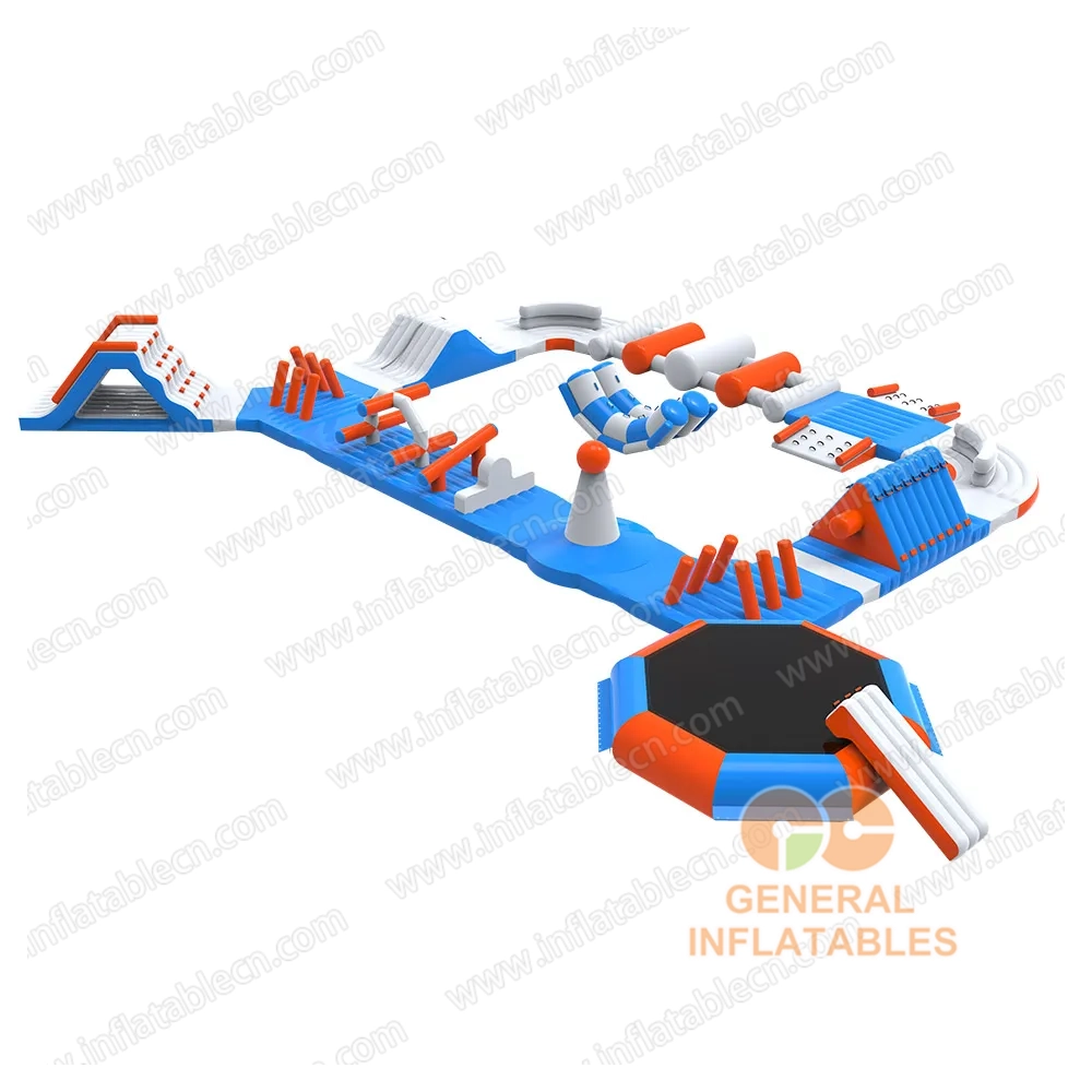 GW-024 Mid-Sized Inflatable Water Park for Sale – Floating Obstacle Course with Giant Slide