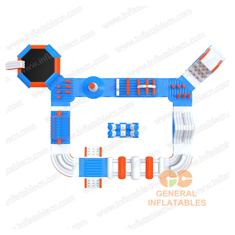 GW-024 Mid-Sized Inflatable Water Park for Sale – Floating Obstacle Course with Giant Slide
