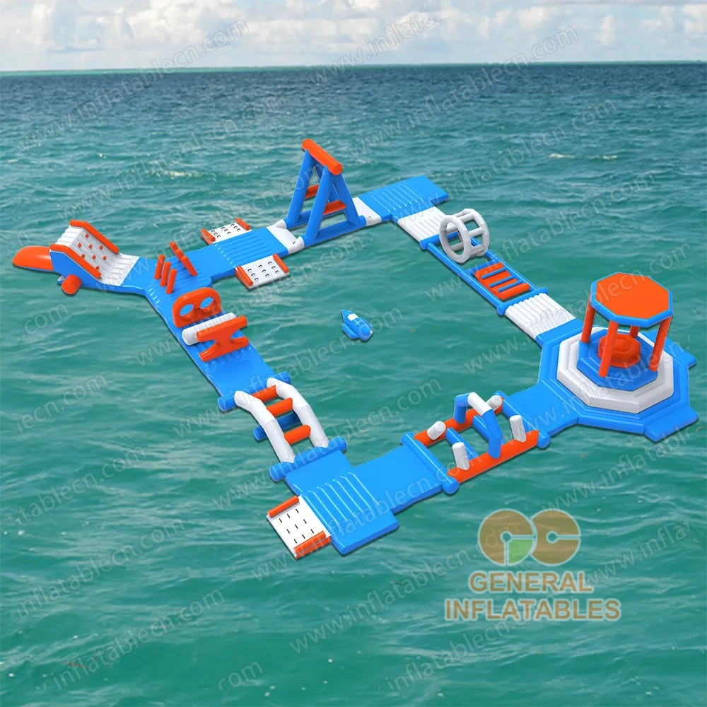 GW-027 Parque Acuático Inflable de Tamaño Mediano en Venta – 22.5m x 19m Parque Acuático Flotante