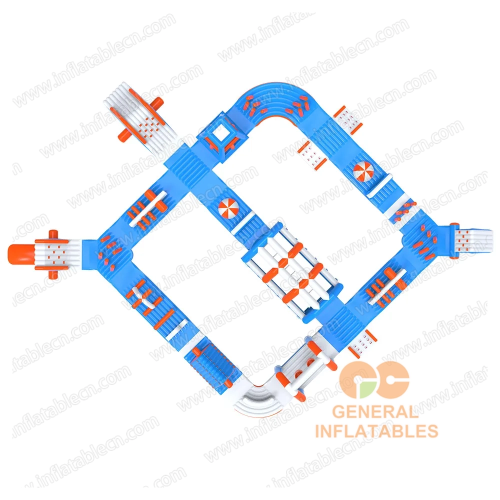 GW-031 Commercial Inflatable Water Park with Obstacle Course – Floating Aqua Park for Resorts & Rental Businesses