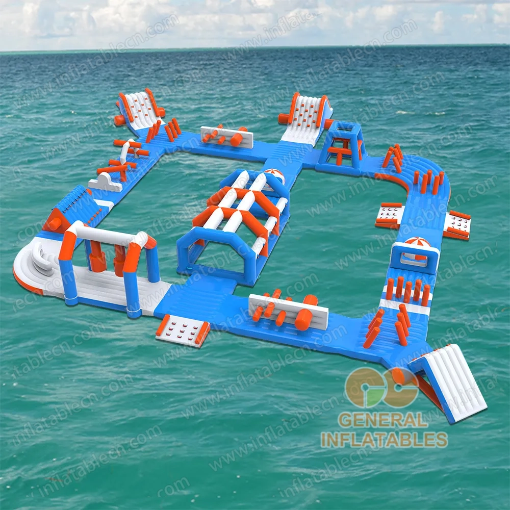 GW-031 Commercial Inflatable Water Park with Obstacle Course – Floating Aqua Park for Resorts & Rental Businesses