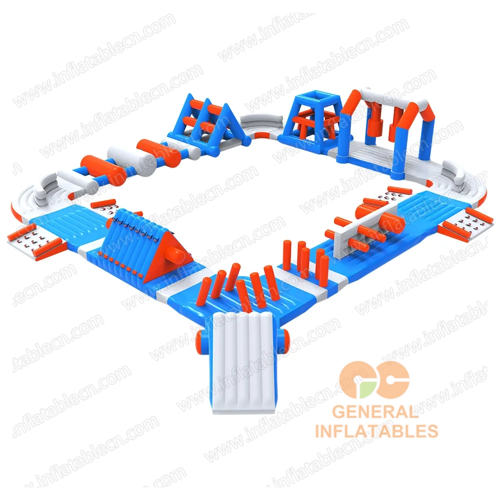 GW-032 Compact Inflatable Water Park for Sale – Blue & Orange Floating Obstacle Course