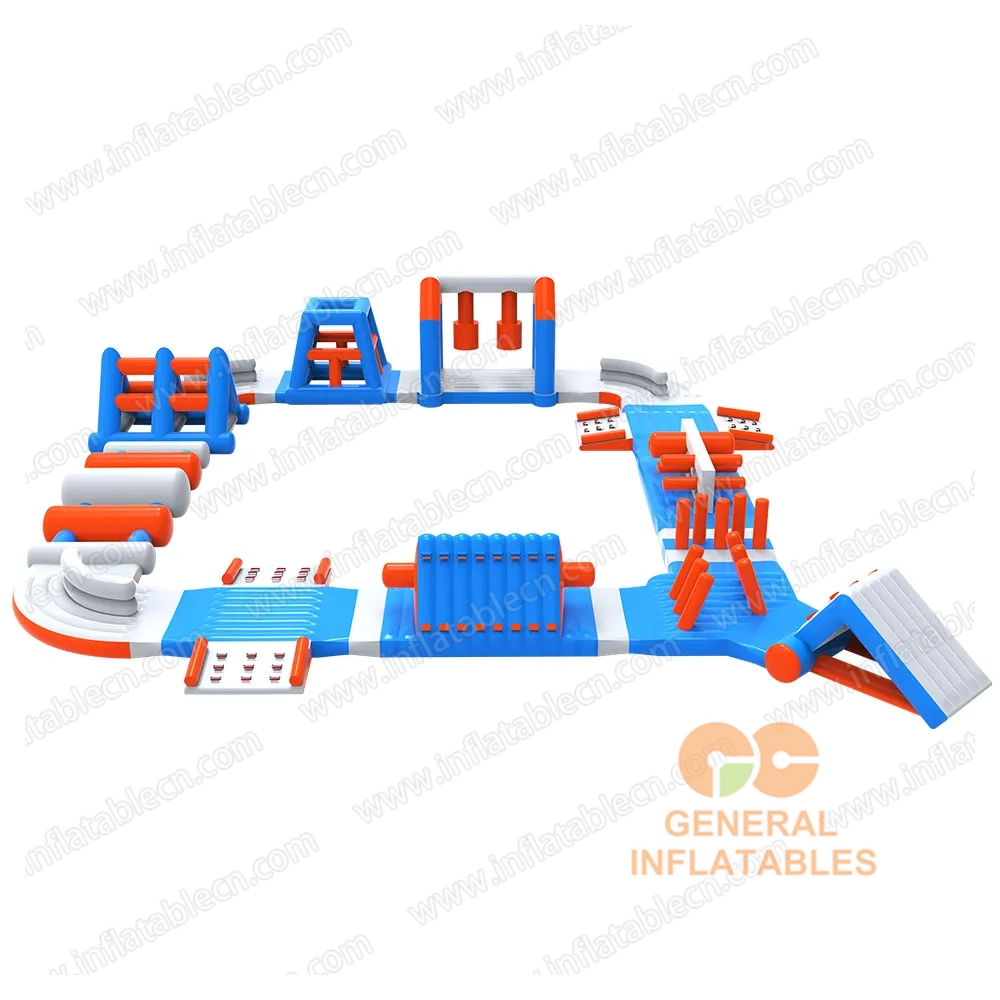 GW-032 Compact Inflatable Water Park for Sale – Blue & Orange Floating Obstacle Course