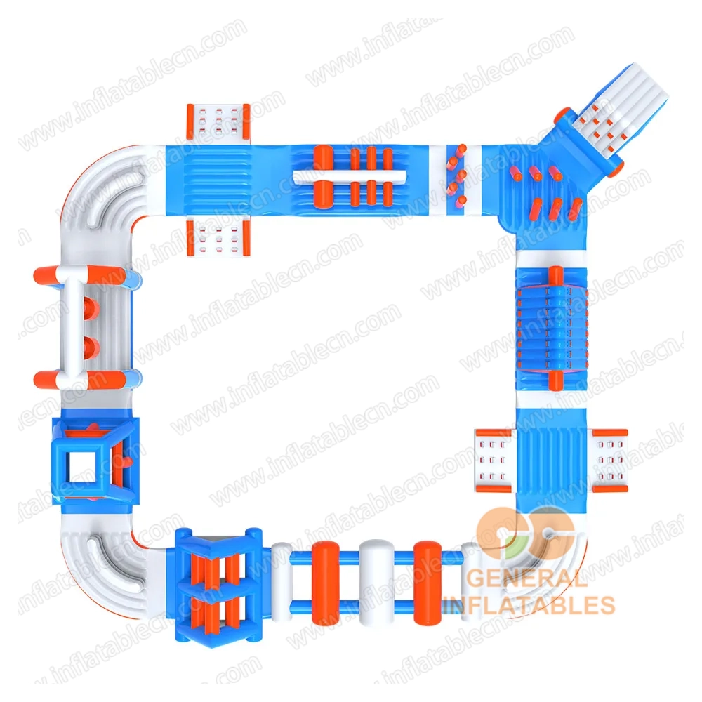 GW-032 Compact Inflatable Water Park for Sale – Blue & Orange Floating Obstacle Course