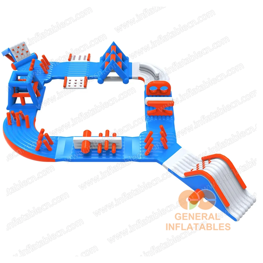 GW-034 Parc aquatique gonflable de taille moyenne à vendre – Parcours d'obstacles flottant de 19m x 17,5m