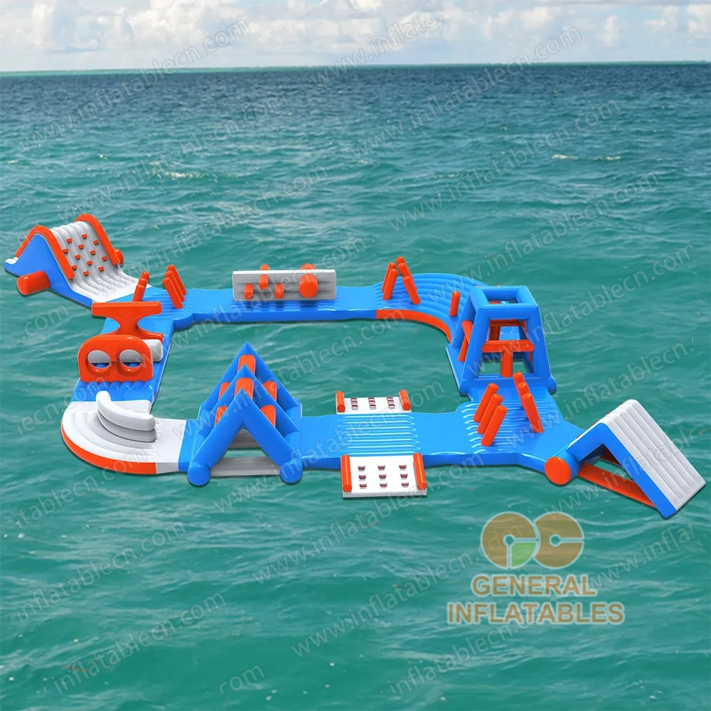 GW-034 Parc aquatique gonflable de taille moyenne à vendre – Parcours d'obstacles flottant de 19m x 17,5m