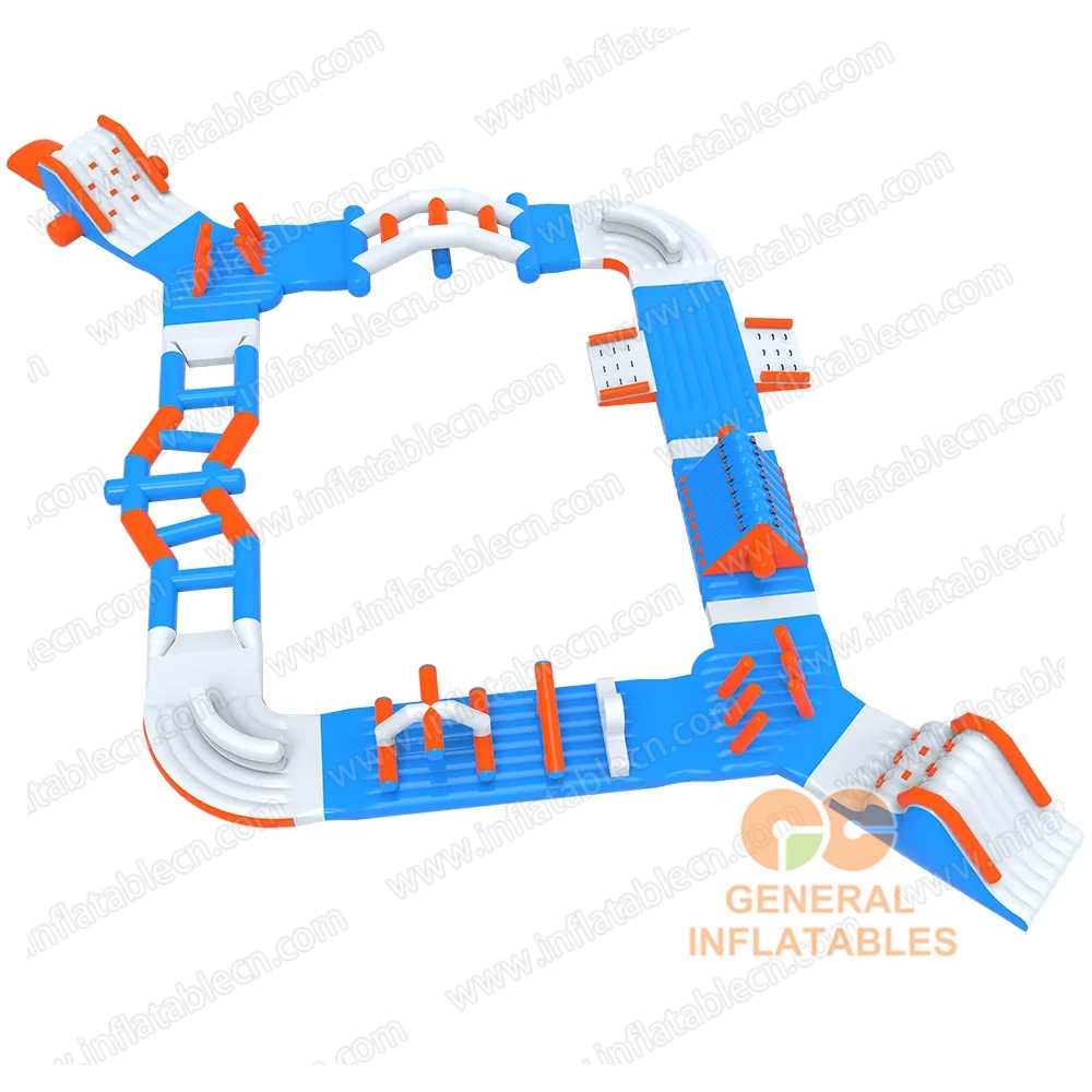 GW-201 Medium Floating Inflatable Aqua Park for Sale – Blue & Orange Water Obstacle Course