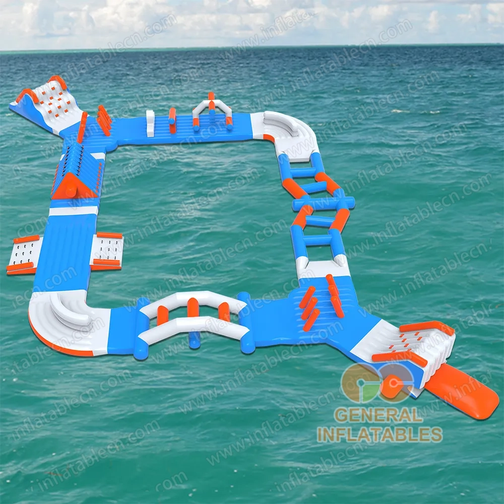 GW-201 Medium Floating Inflatable Aqua Park for Sale – Blue & Orange Water Obstacle Course