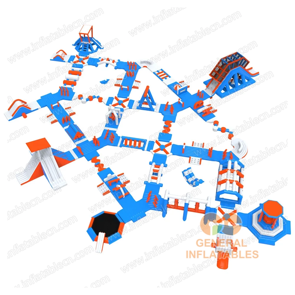 GW-203 Parque Acuático Inflable Comercial Gigante – Área de Juegos Flotante de Aventura de 0.99 mm