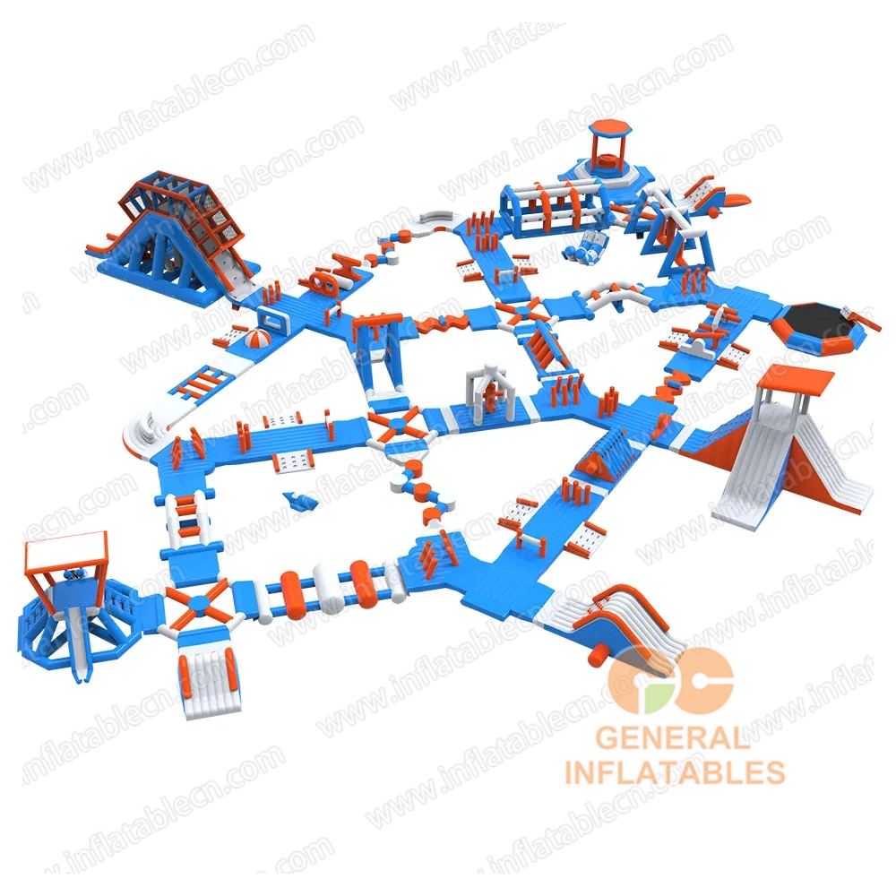 GW-203 Parque Acuático Inflable Comercial Gigante – Área de Juegos Flotante de Aventura de 0.99 mm
