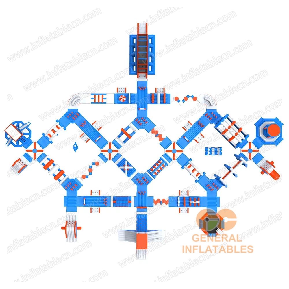 GW-203 Parque Acuático Inflable Comercial Gigante – Área de Juegos Flotante de Aventura de 0.99 mm
