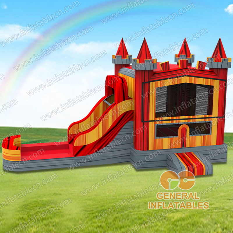 GWC-111 Red marble castle inflatable combo wet and dry