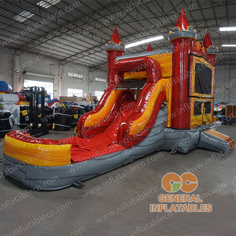 GWC-111 Red marble castle inflatable combo wet and dry