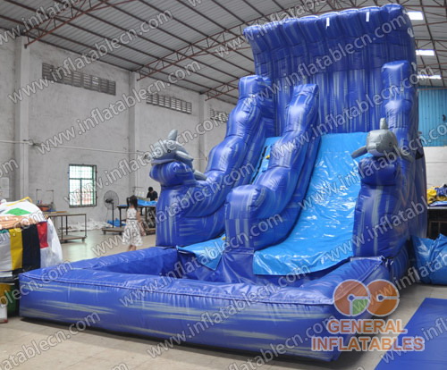 GWS-114 Inflatable dolphin water slide with pool