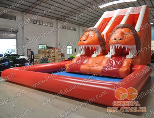 GWS-123 Toboggan aquatique Lion avec piscine scellée