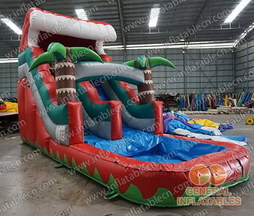 GWS-255 Red palm tree inflatable water slide