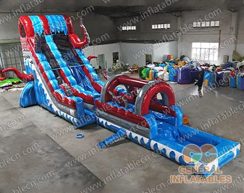  Tobogán de agua de pulpo inflable y piscina